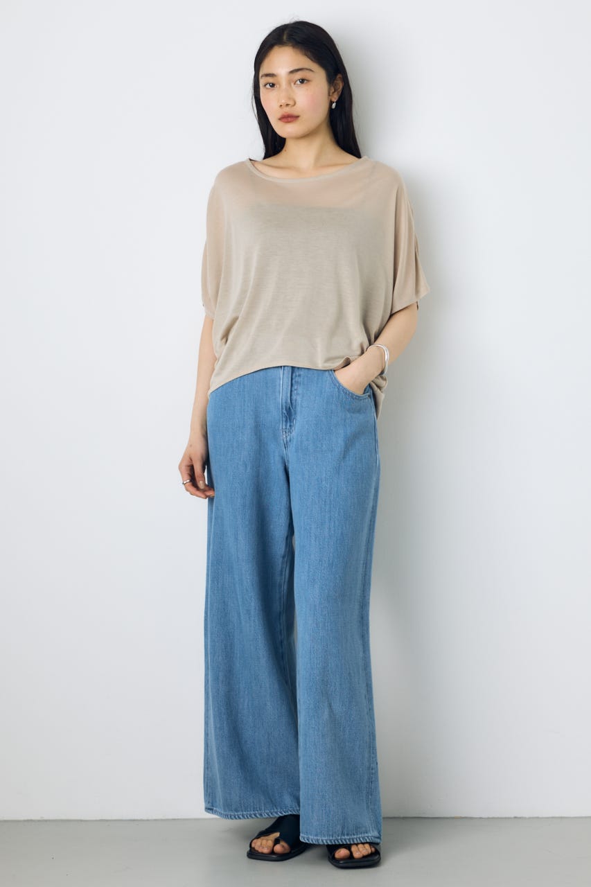 ドレープクロップドTシャツ BEG M