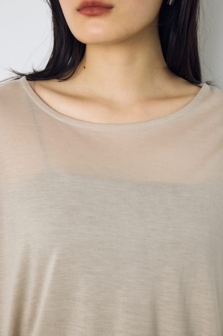 ドレープクロップドTシャツ BEG M