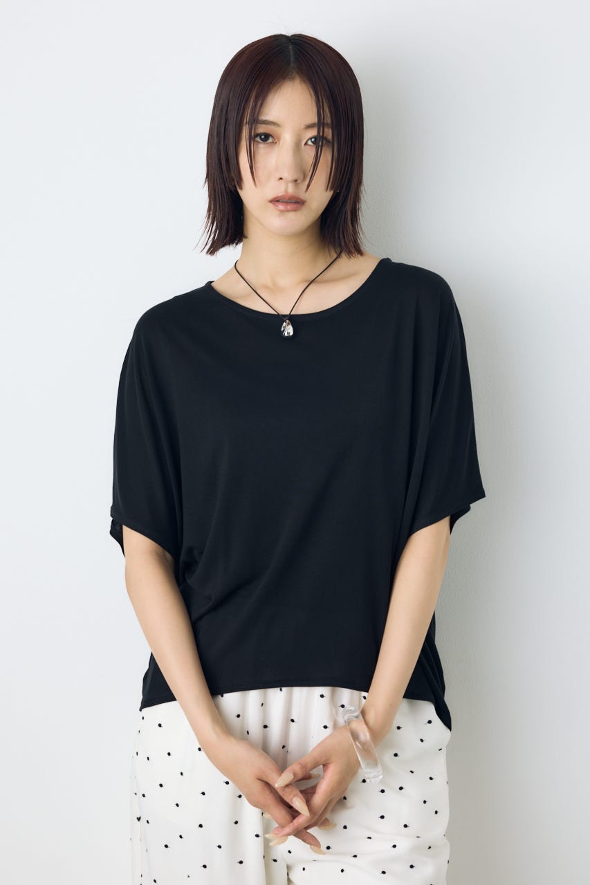 ドレープクロップドTシャツ BLK M