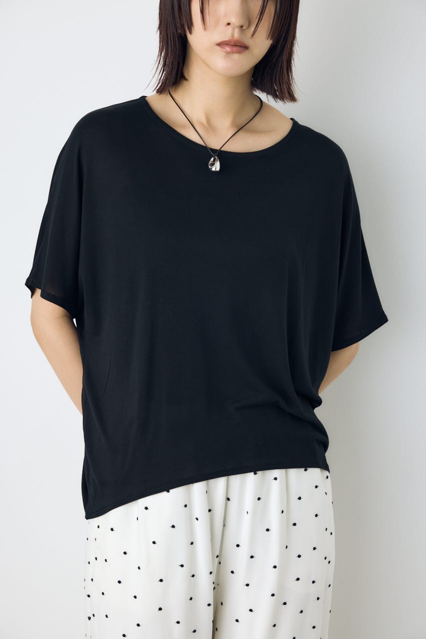 ドレープクロップドTシャツ BLK M