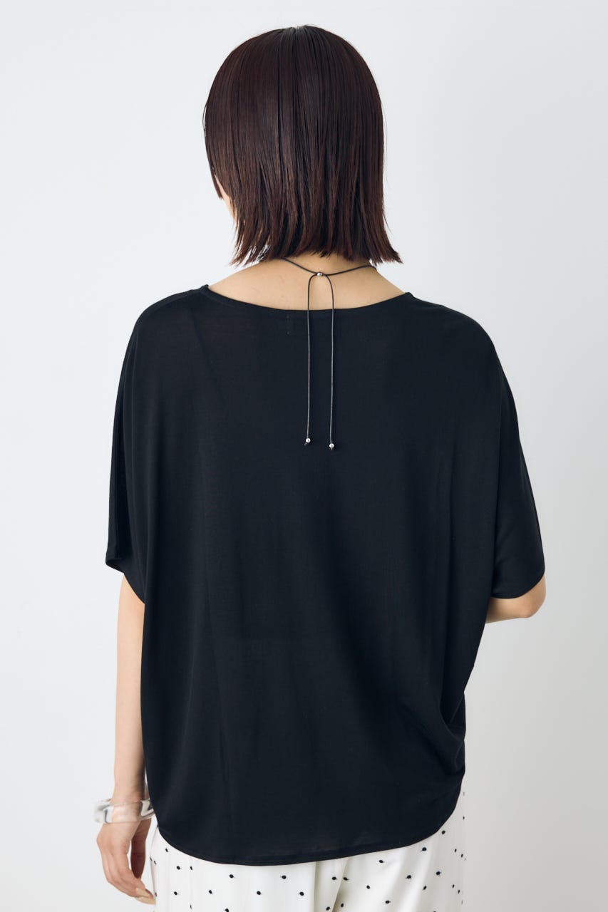 ドレープクロップドTシャツ BLK M