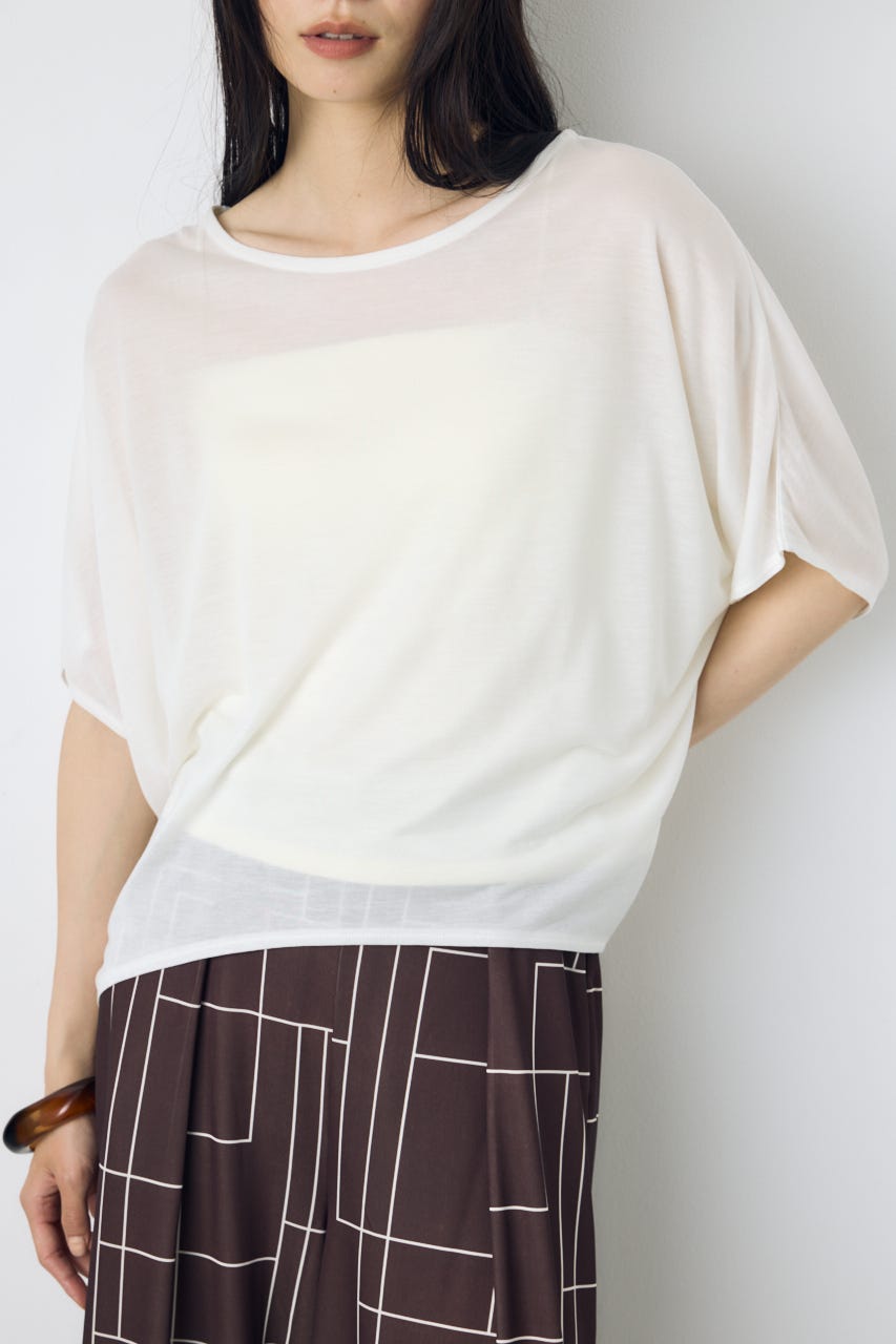 ドレープクロップドTシャツ O/WHT S