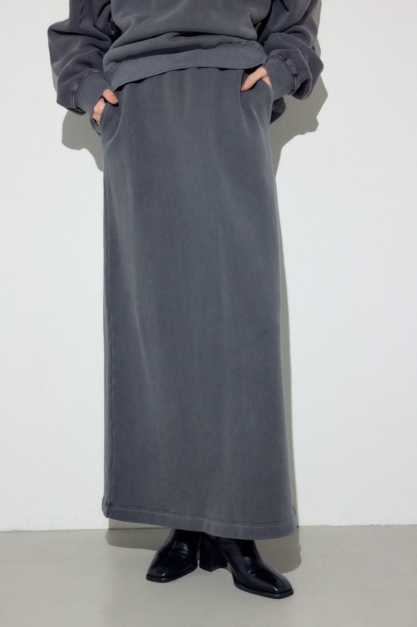 ピグメント起毛裏毛Iラインスカート L/BLK S