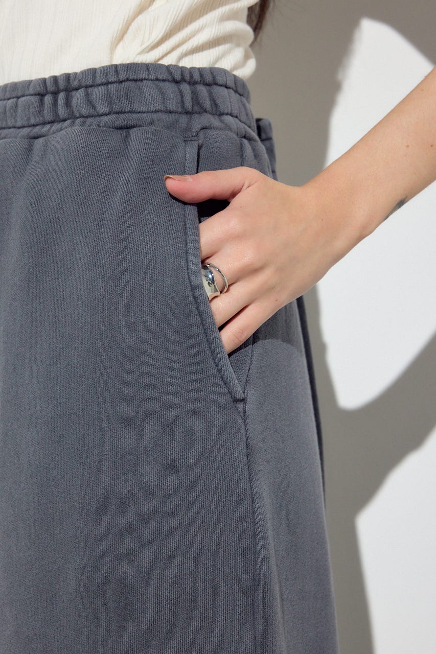 ピグメント起毛裏毛Iラインスカート L/BLK S