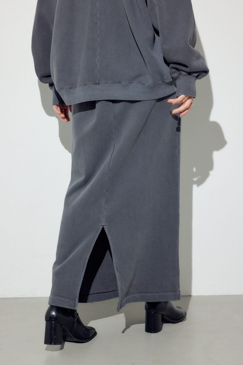 ピグメント起毛裏毛Iラインスカート L/BLK S