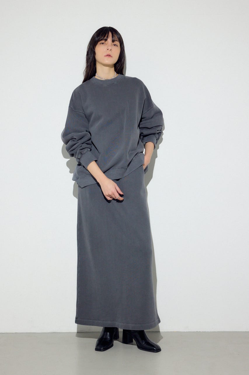 ピグメント起毛裏毛Iラインスカート L/BLK S