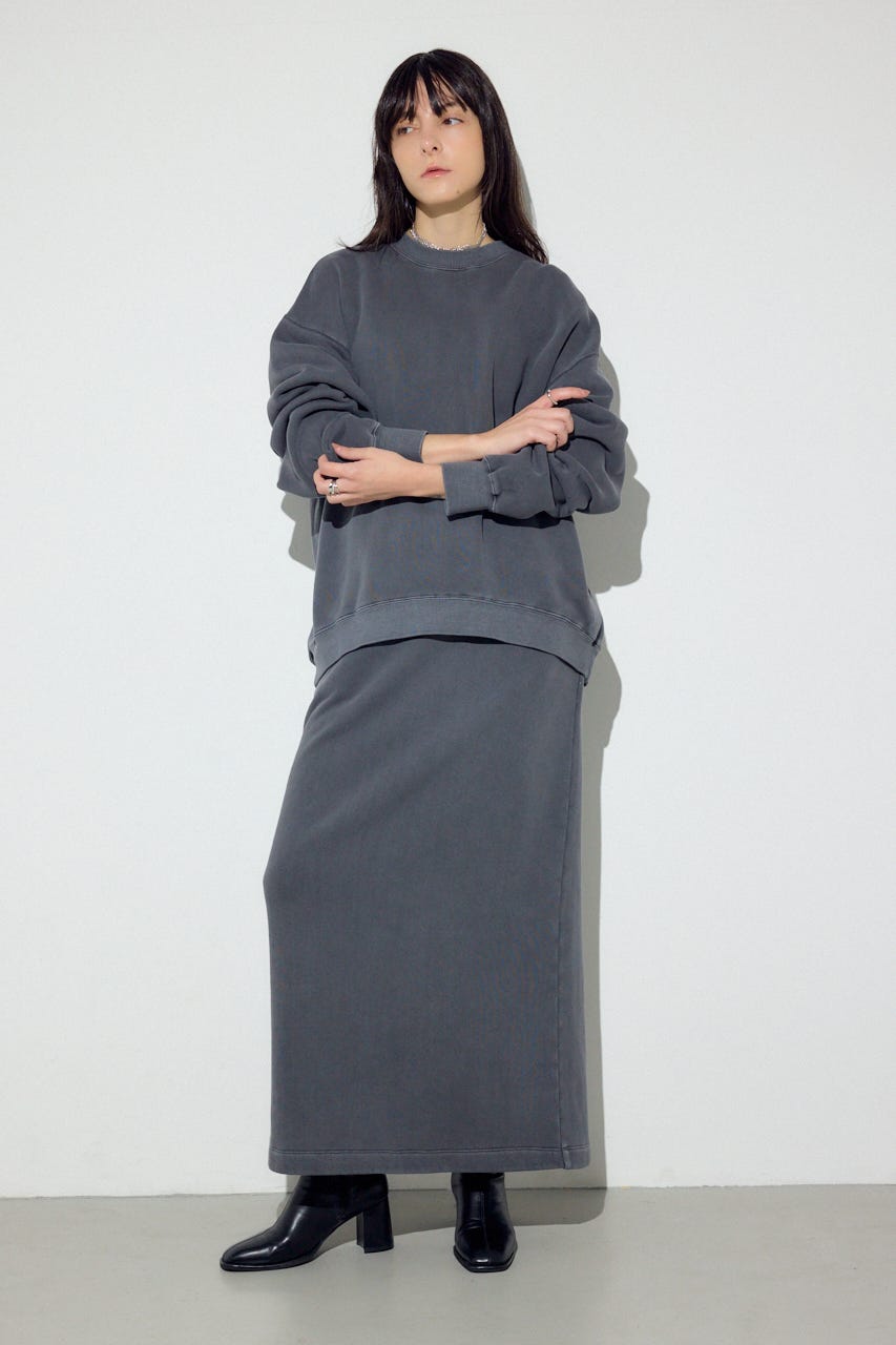 ピグメント起毛裏毛Iラインスカート L/BLK S