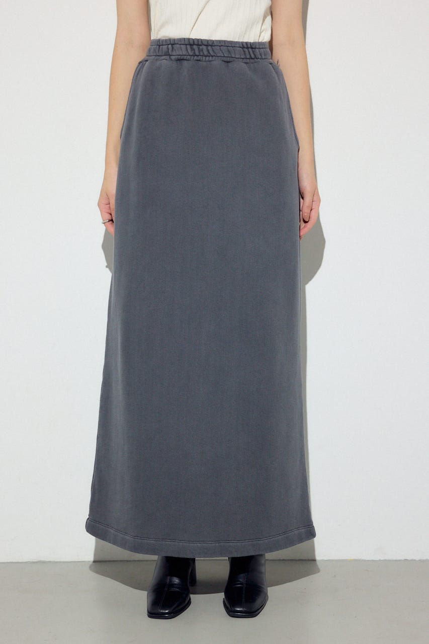 ピグメント起毛裏毛Iラインスカート L/BLK S