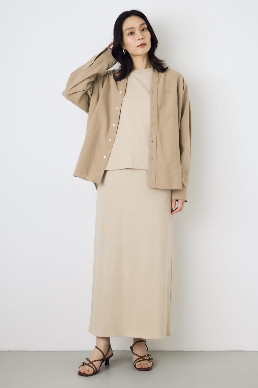 【GOLDEN PRICE 5/1(金)8:59までの特別価格】Iラインカットロングスカート BEG S