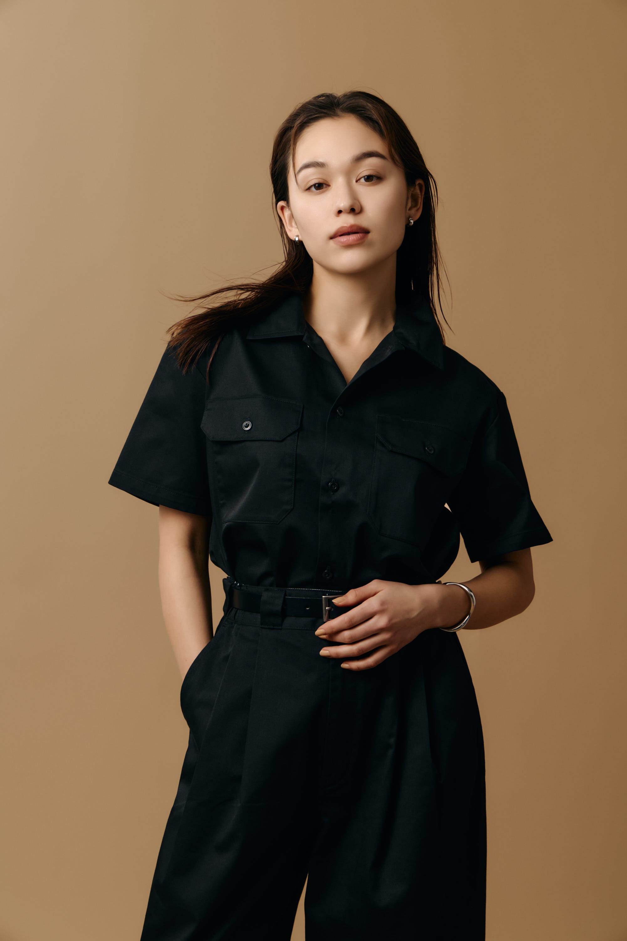 【Dickies（R）×AZUL】ワークシャツ BLK S