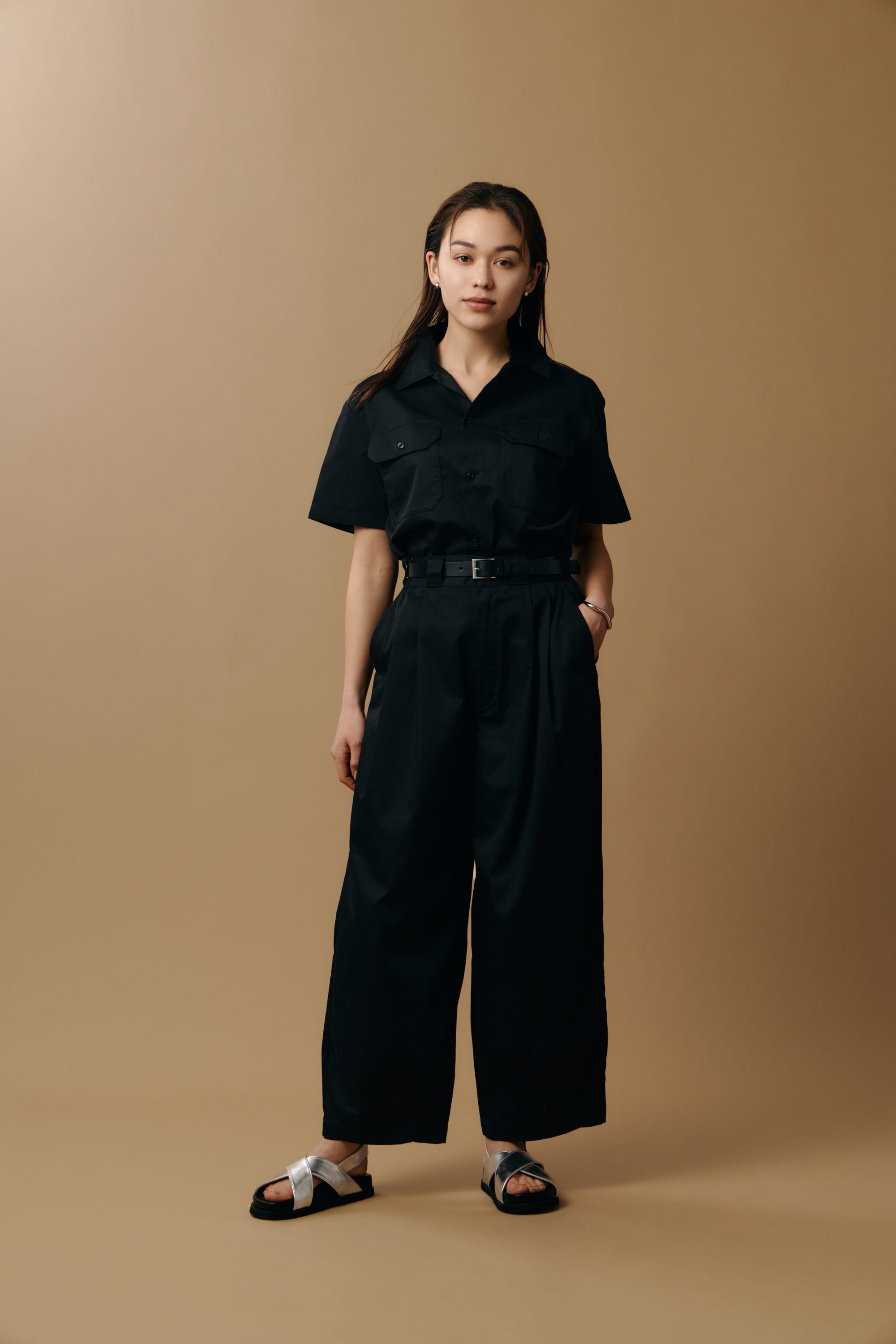 【Dickies（R）×AZUL】ワークシャツ BLK S