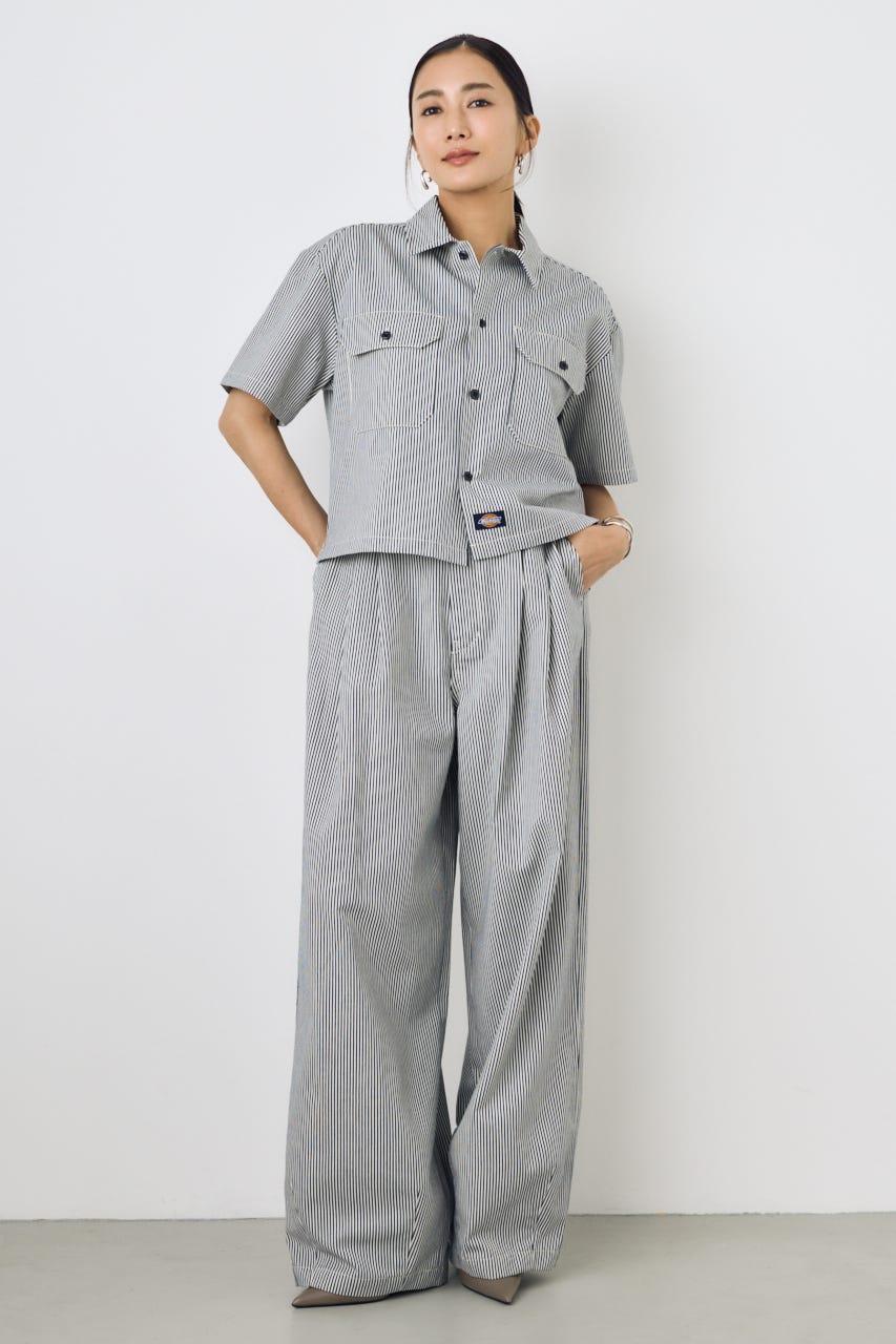 【Dickies（R）×AZUL】ワークシャツ Stripe M