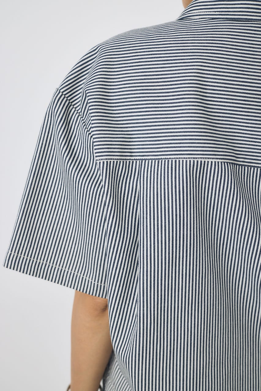 【Dickies（R）×AZUL】ワークシャツ Stripe M