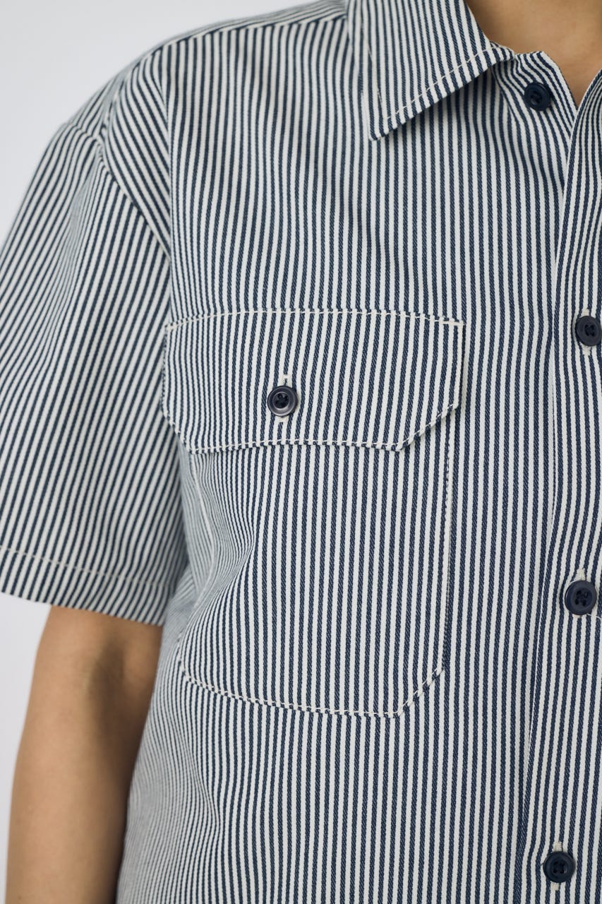 【Dickies（R）×AZUL】ワークシャツ Stripe M