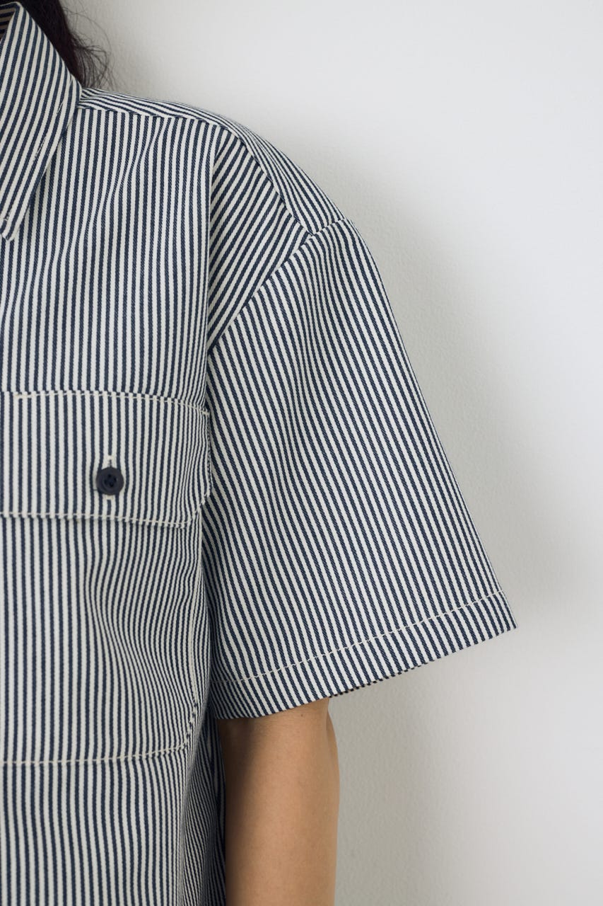 【Dickies（R）×AZUL】ワークシャツ Stripe M