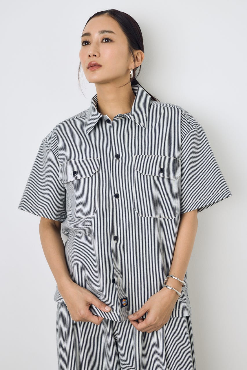 【Dickies（R）×AZUL】ワークシャツ Stripe M