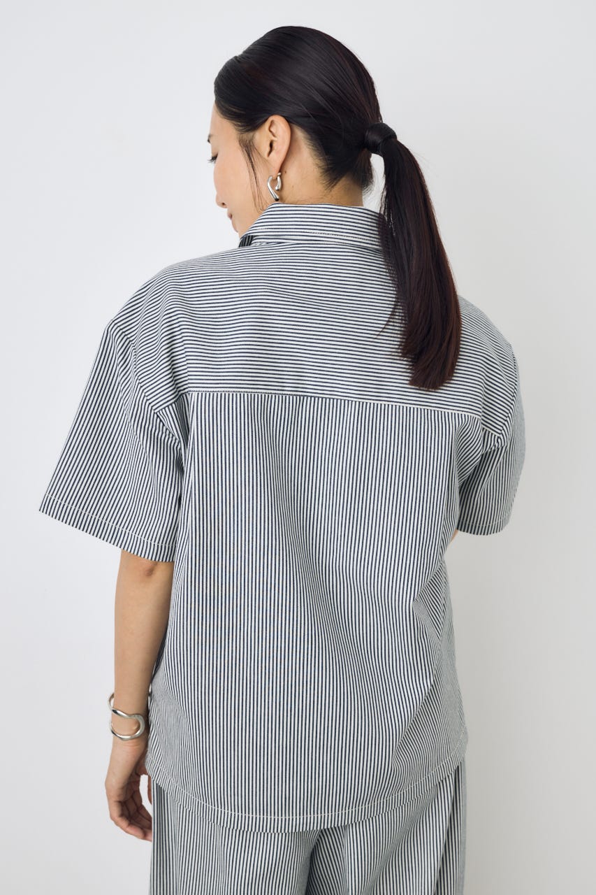 【Dickies（R）×AZUL】ワークシャツ Stripe M