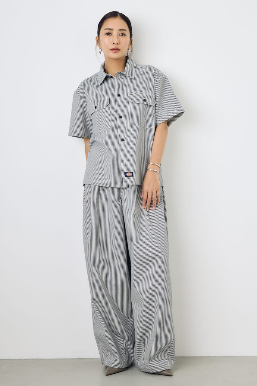 【Dickies（R）×AZUL】ワークシャツ Stripe M
