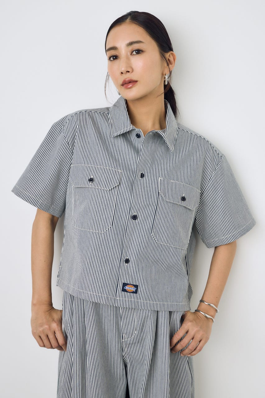 【Dickies（R）×AZUL】ワークシャツ Stripe M