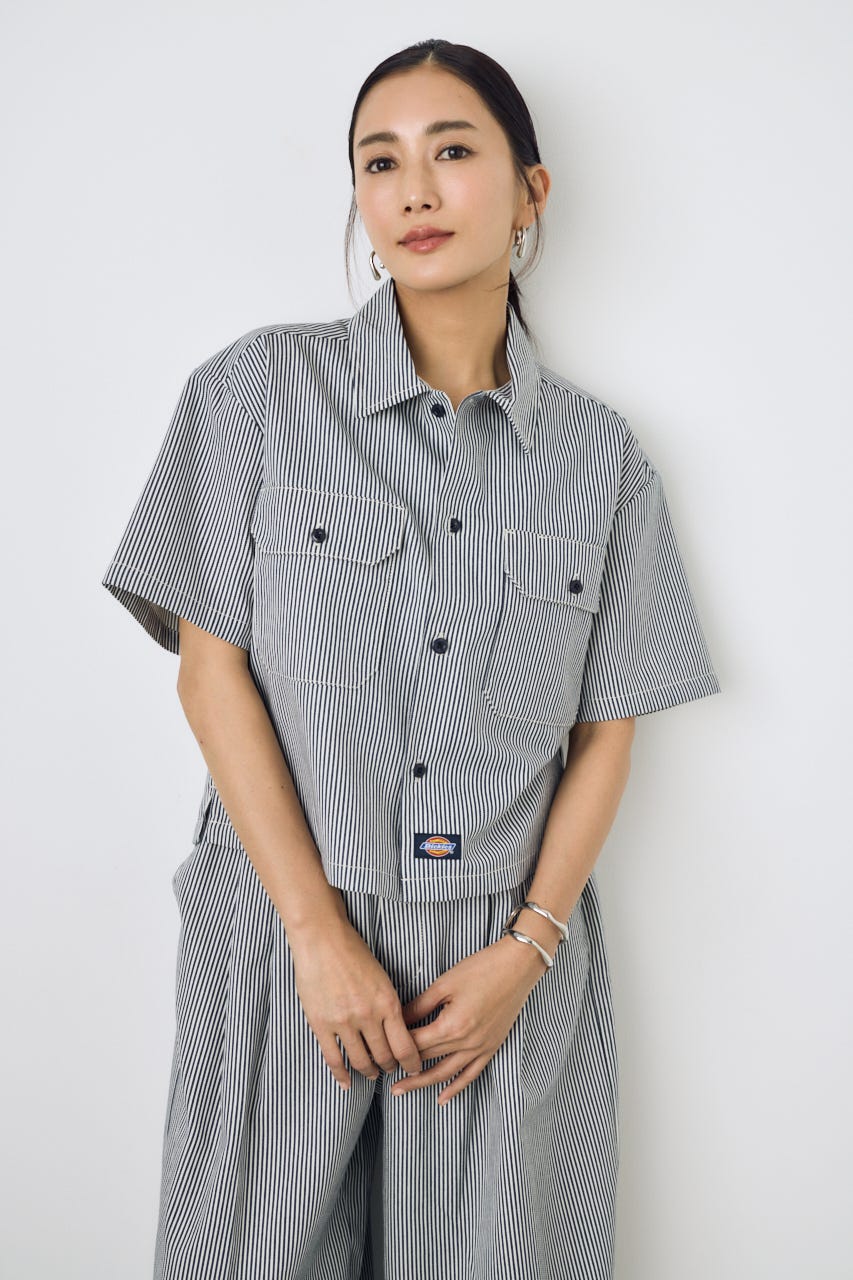 【Dickies（R）×AZUL】ワークシャツ Stripe M