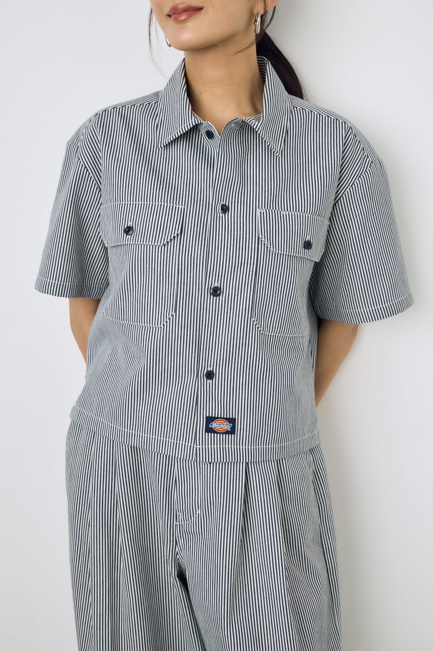 【Dickies（R）×AZUL】ワークシャツ Stripe M