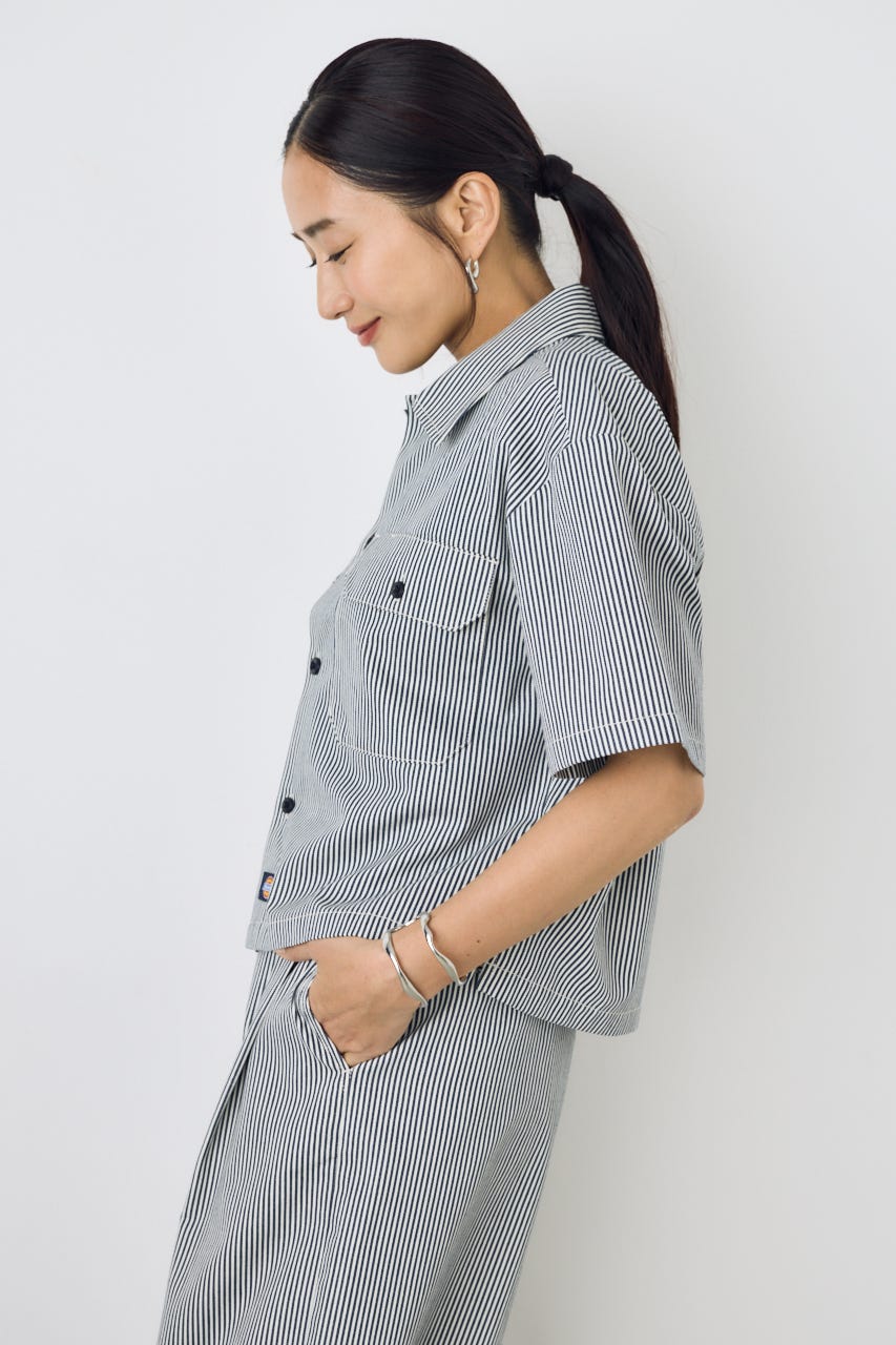 【Dickies（R）×AZUL】ワークシャツ Stripe M
