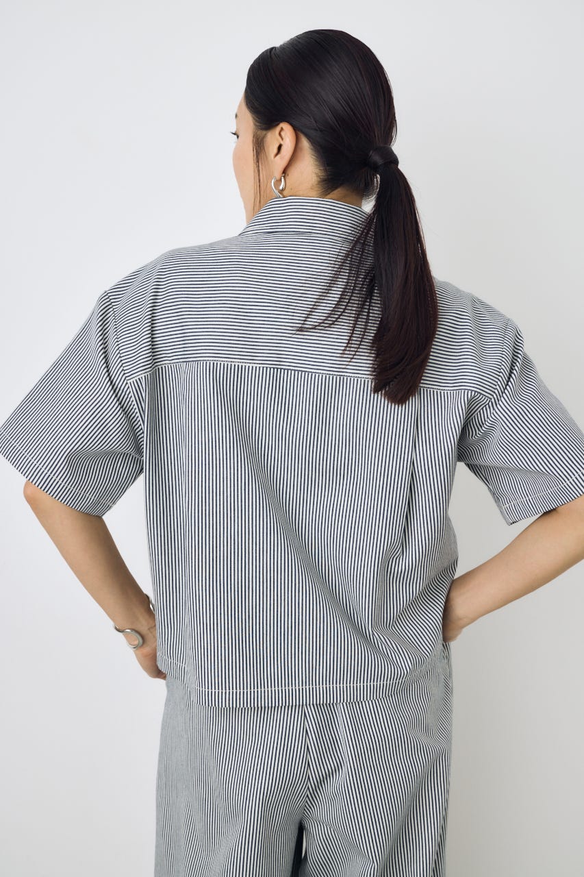 【Dickies（R）×AZUL】ワークシャツ Stripe M