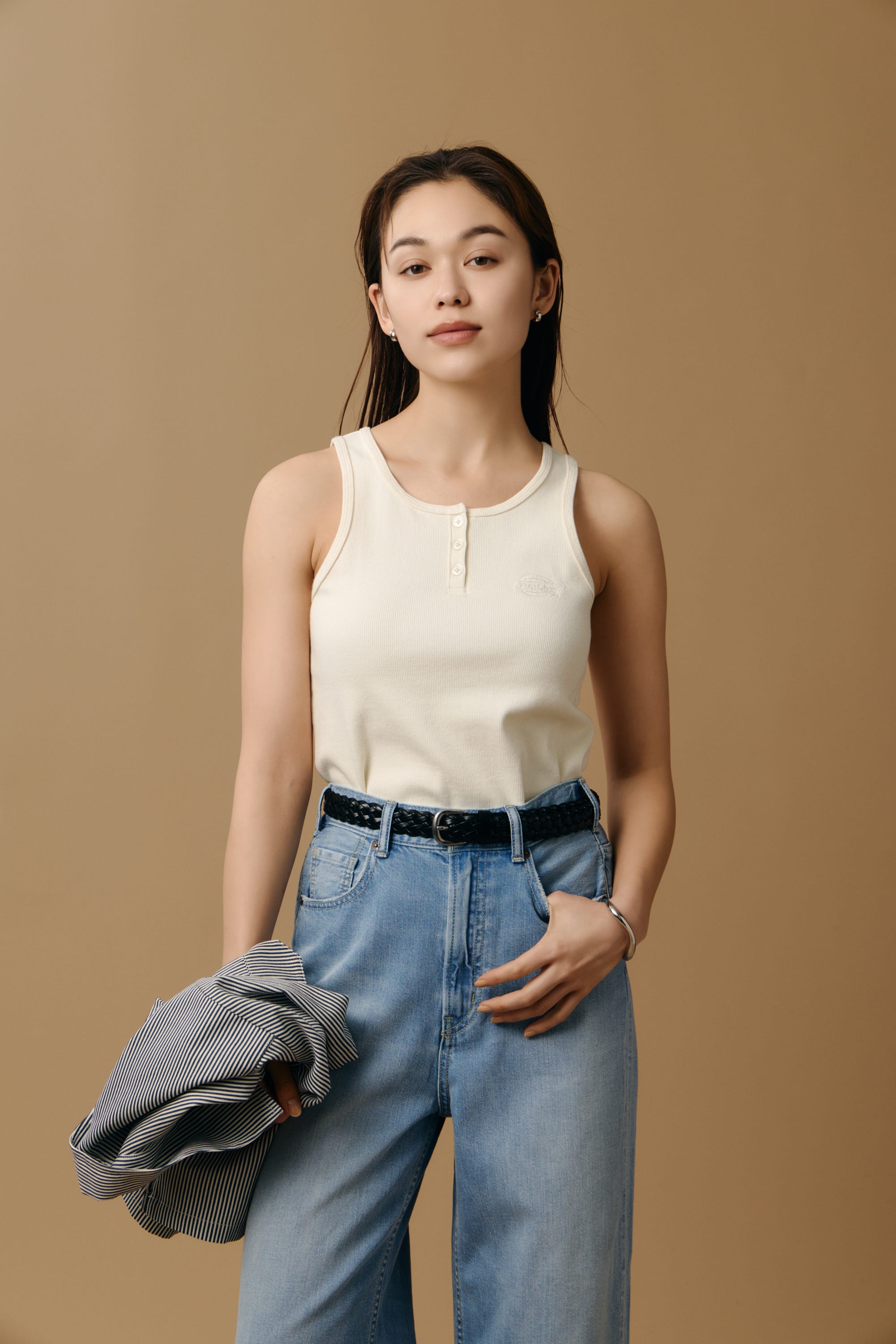 【Dickies（R）×AZUL】ヘンリーネックタンクトップ O/WHT FREE