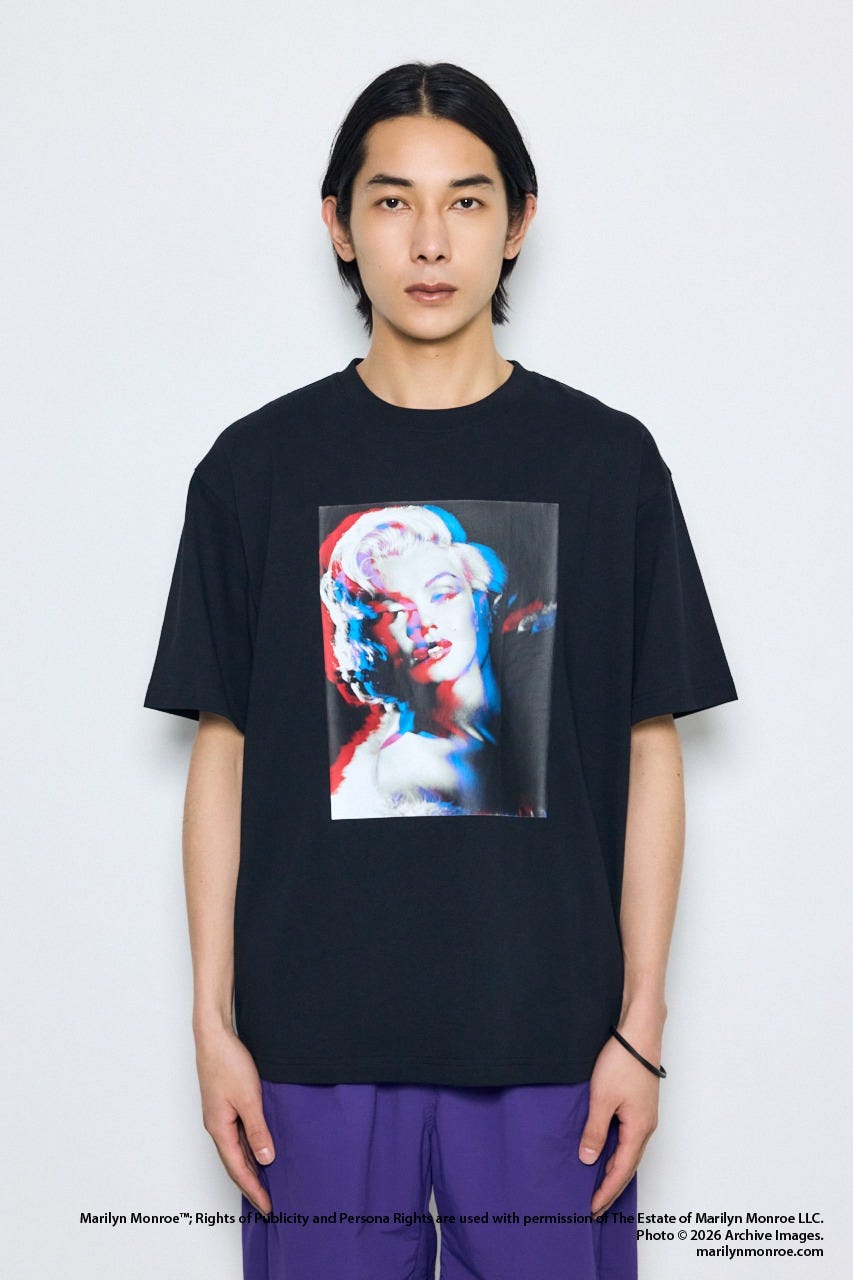 【MARILYN MONROE / AZUL】モノトーンフォトT BLK M