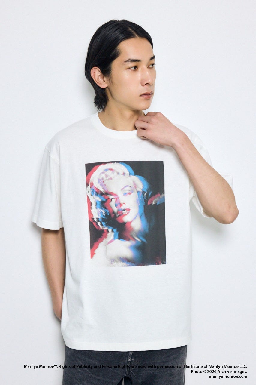 【MARILYN MONROE / AZUL】モノトーンフォトT O/WHT L