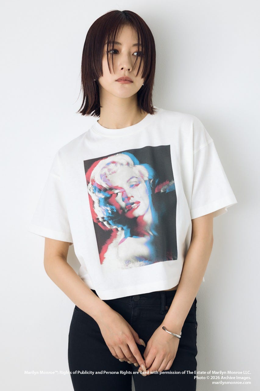 【MARILYN MONROE / AZUL】モノトーンフォトT O/WHT L