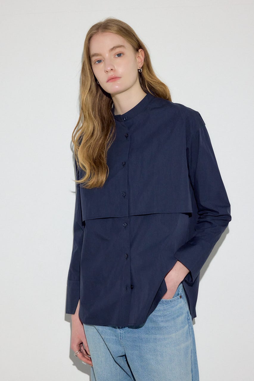 レイヤードバンドカラーシャツ NVY FREE