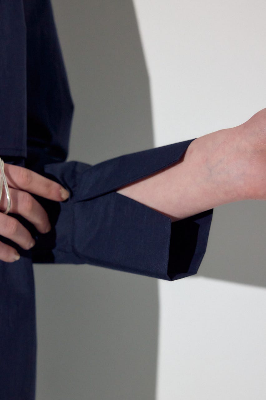 レイヤードバンドカラーシャツ NVY FREE