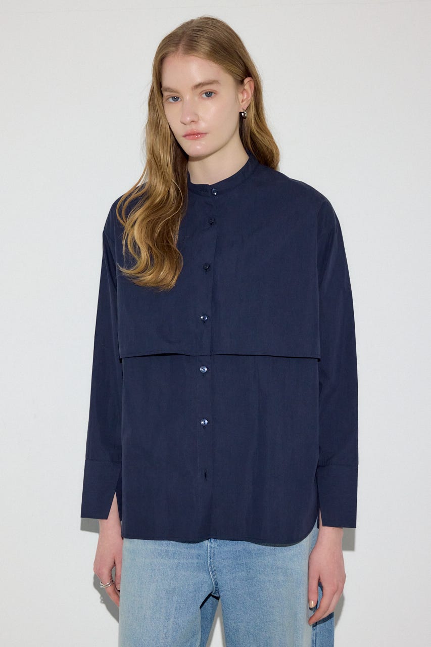 レイヤードバンドカラーシャツ NVY FREE