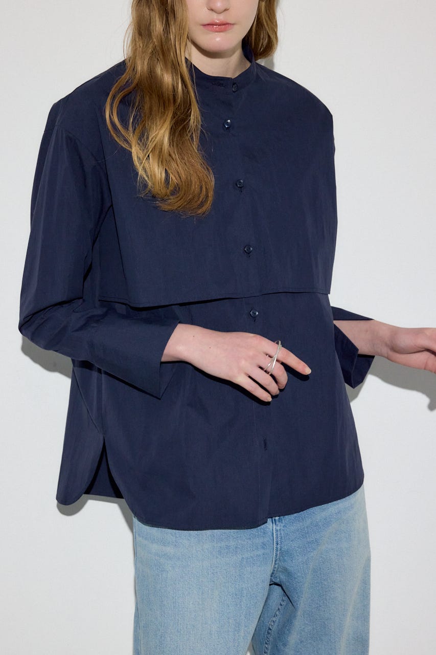 レイヤードバンドカラーシャツ NVY FREE