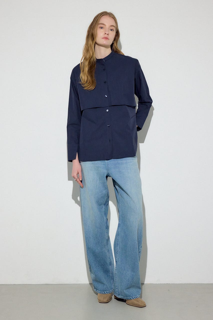 レイヤードバンドカラーシャツ NVY FREE