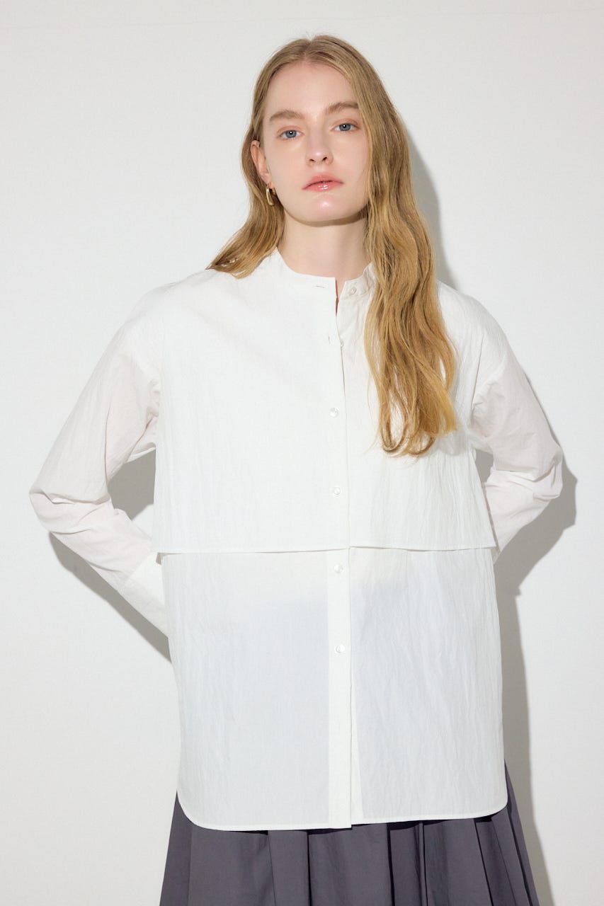 レイヤードバンドカラーシャツ O/WHT FREE