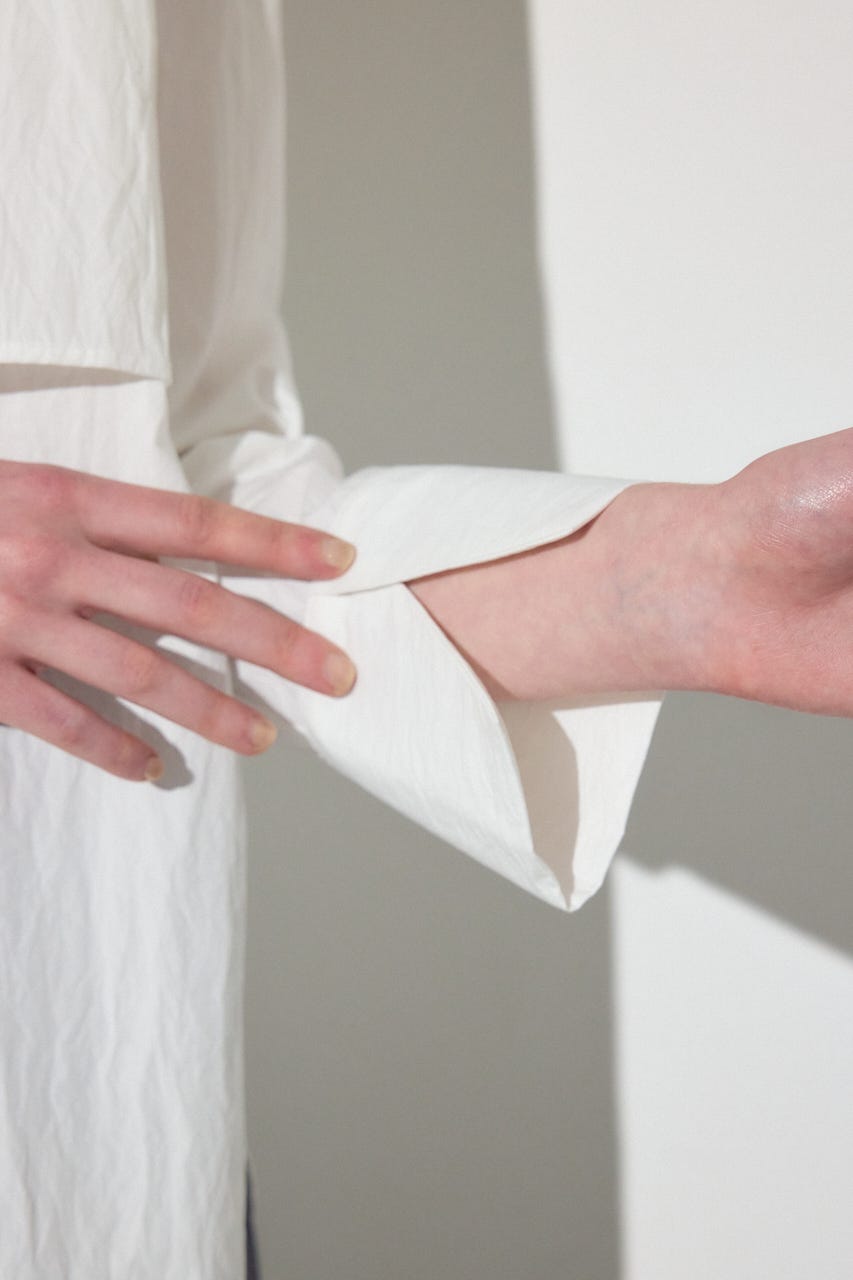 レイヤードバンドカラーシャツ O/WHT FREE