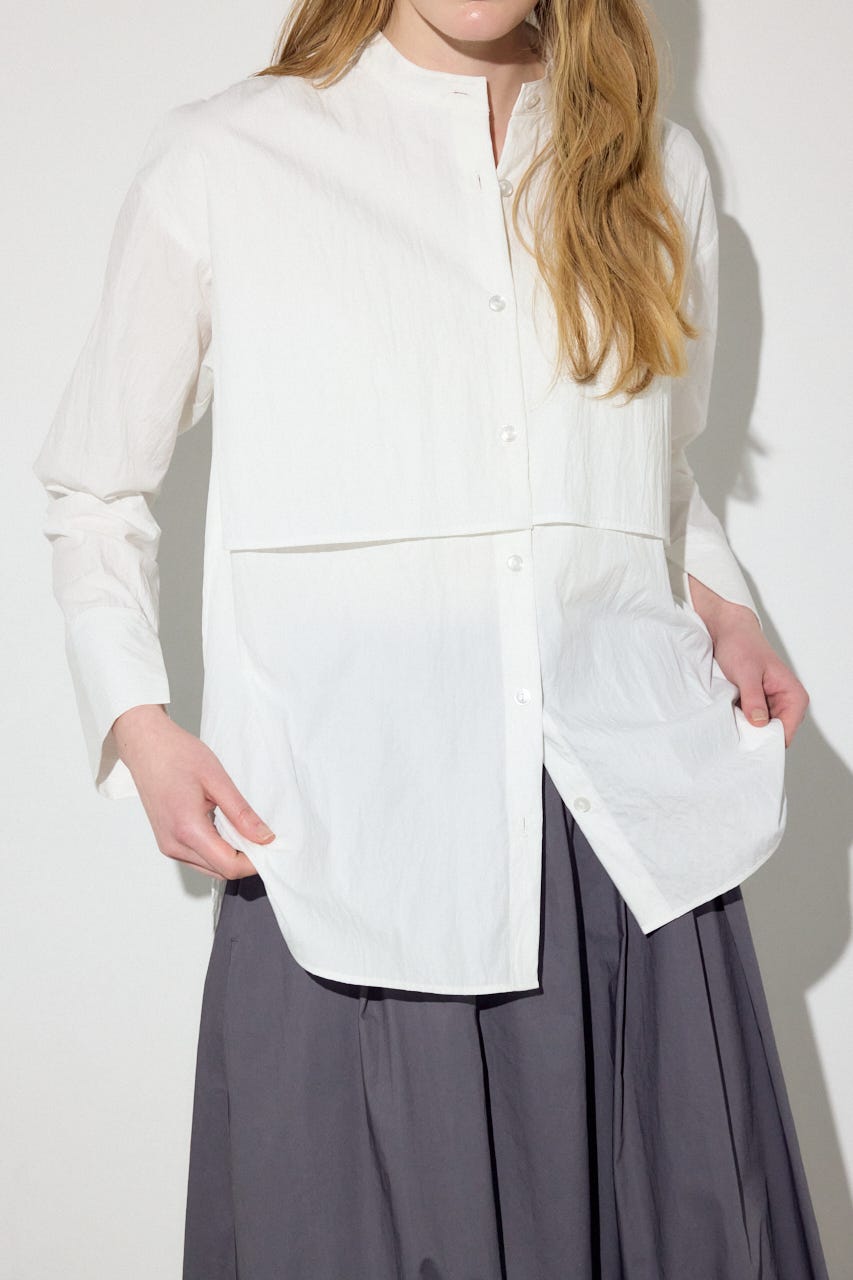 レイヤードバンドカラーシャツ O/WHT FREE