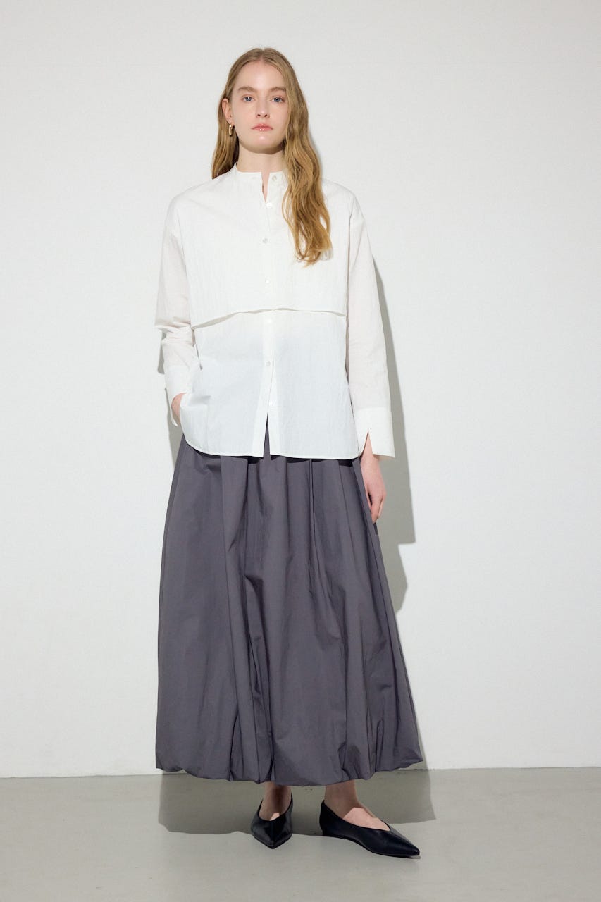 レイヤードバンドカラーシャツ O/WHT FREE