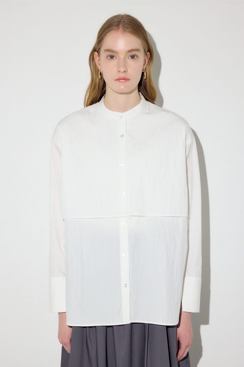 レイヤードバンドカラーシャツ O/WHT FREE