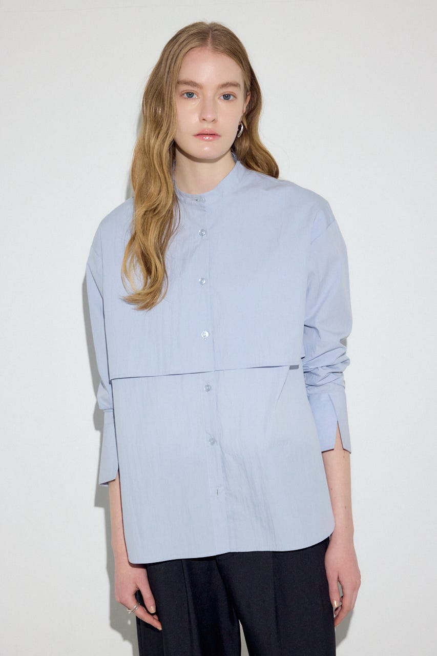 レイヤードバンドカラーシャツ SAX FREE