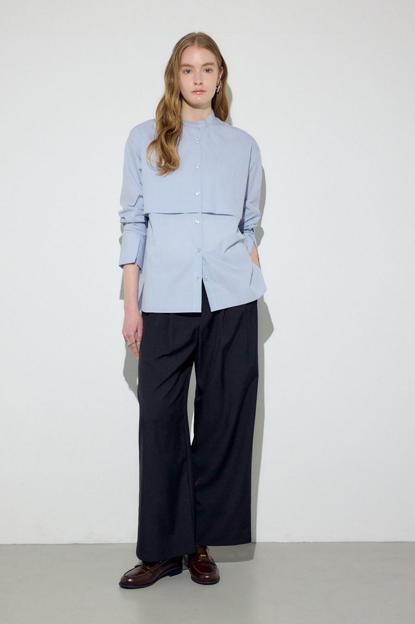 レイヤードバンドカラーシャツ SAX FREE