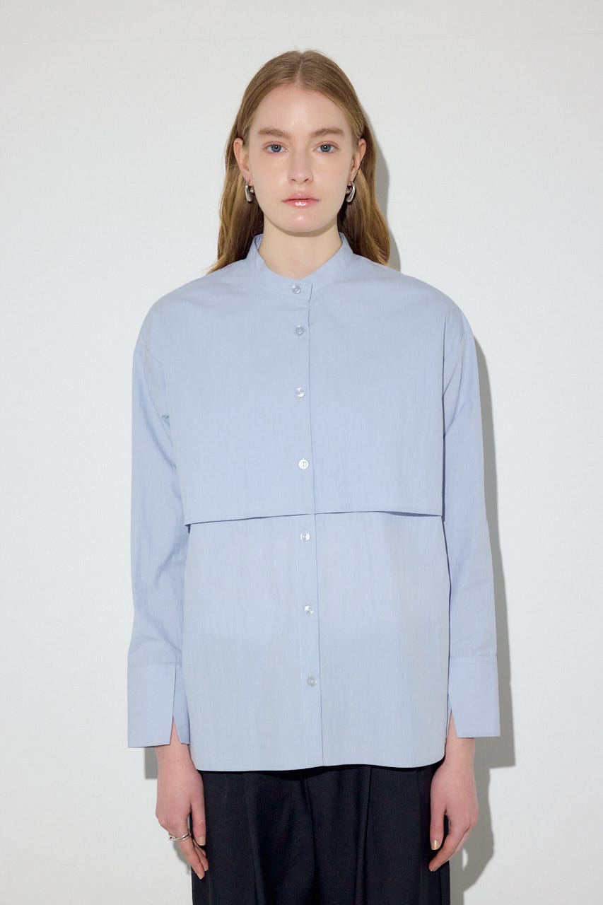 レイヤードバンドカラーシャツ SAX FREE