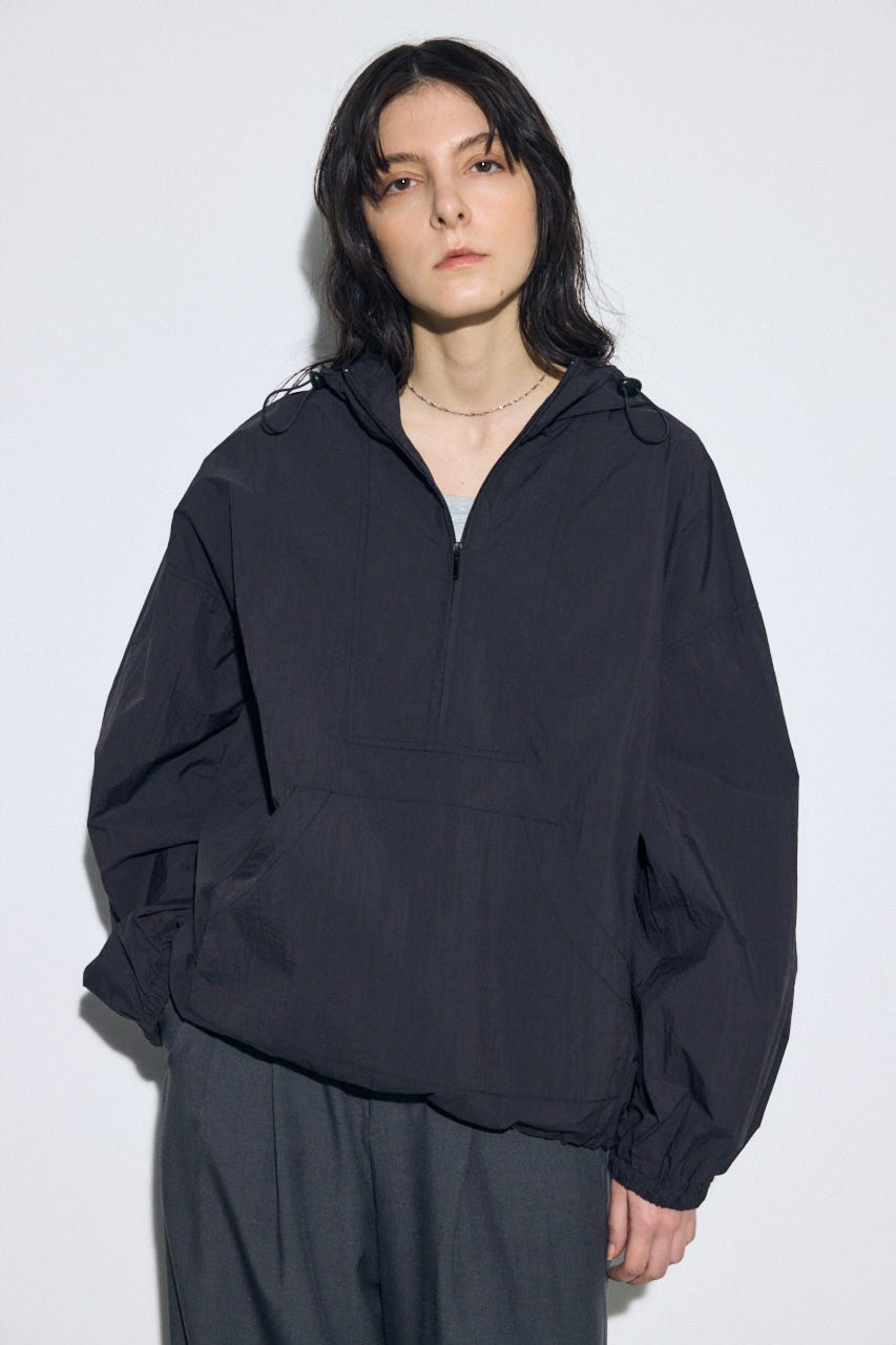 【SS先行アイテム】ナイロンアノラックパーカー BLK FREE