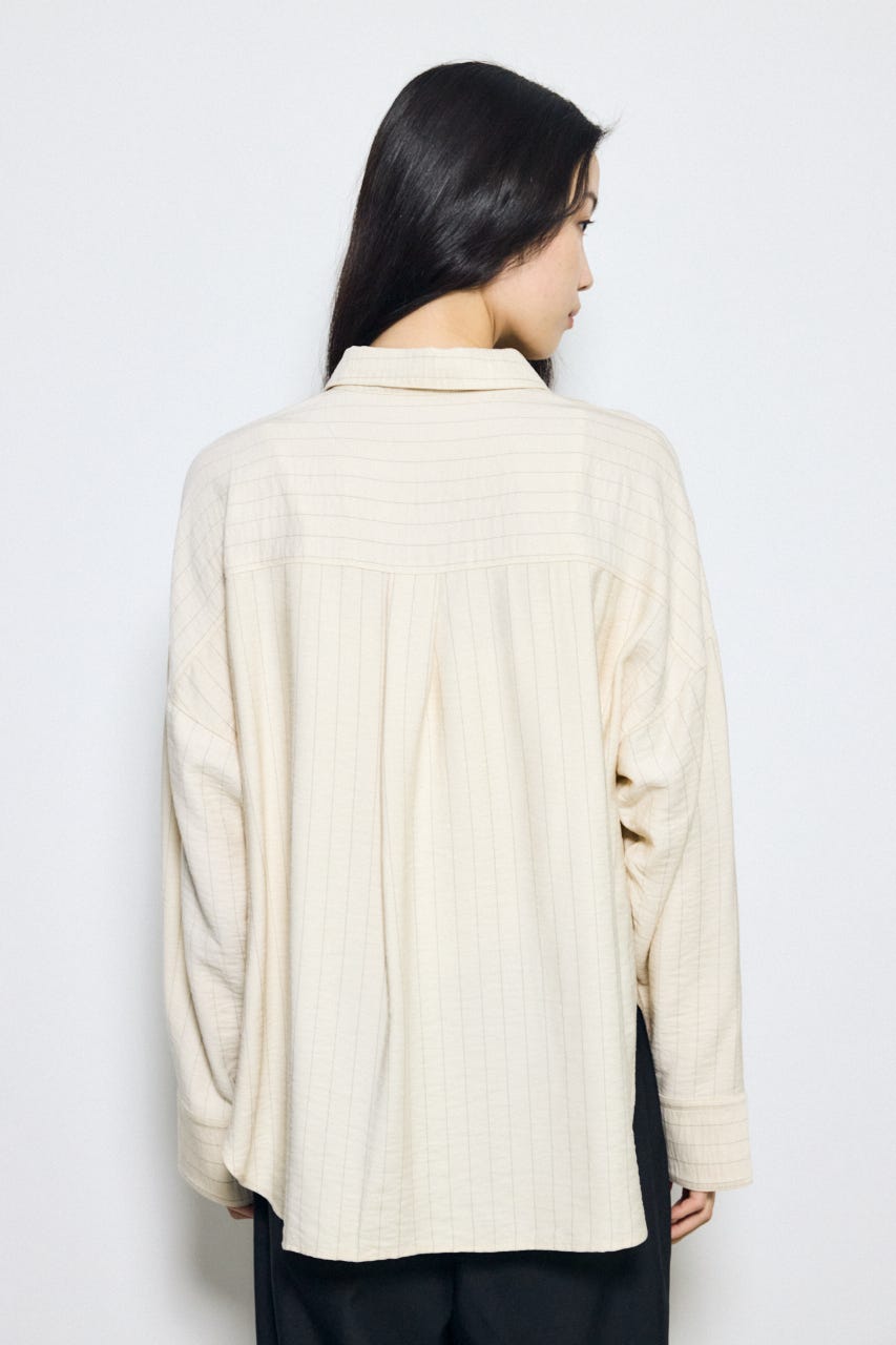 スリーブボタンストライプシャツ 柄BEG M