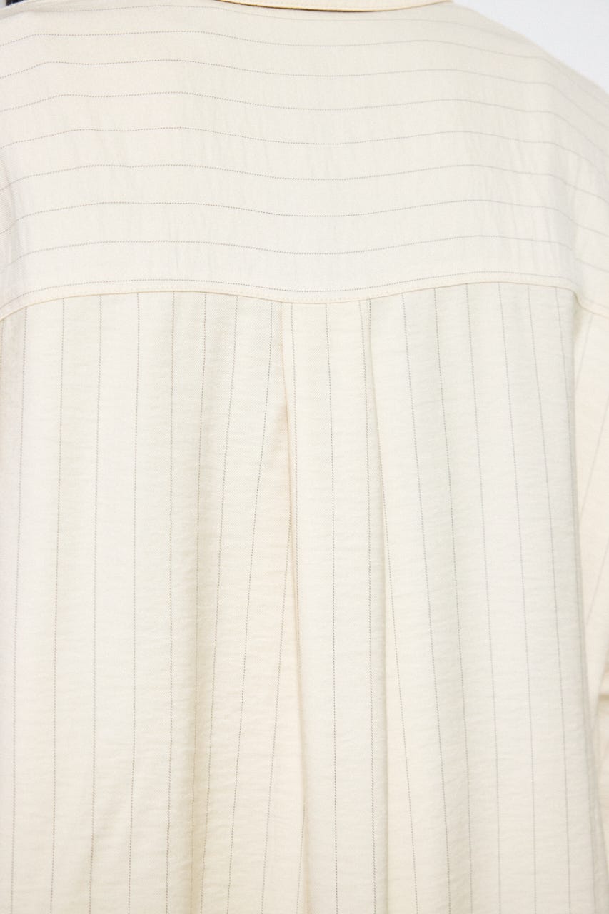 スリーブボタンストライプシャツ 柄BEG M