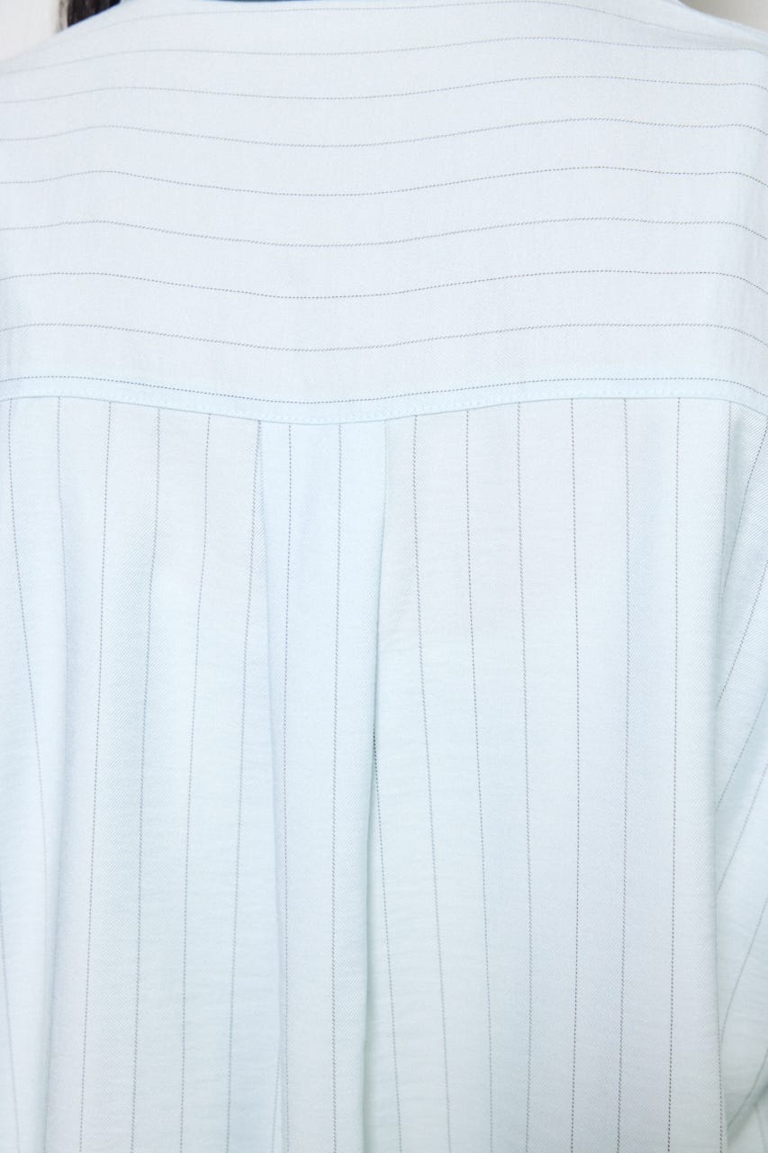 スリーブボタンストライプシャツ 柄BLU S