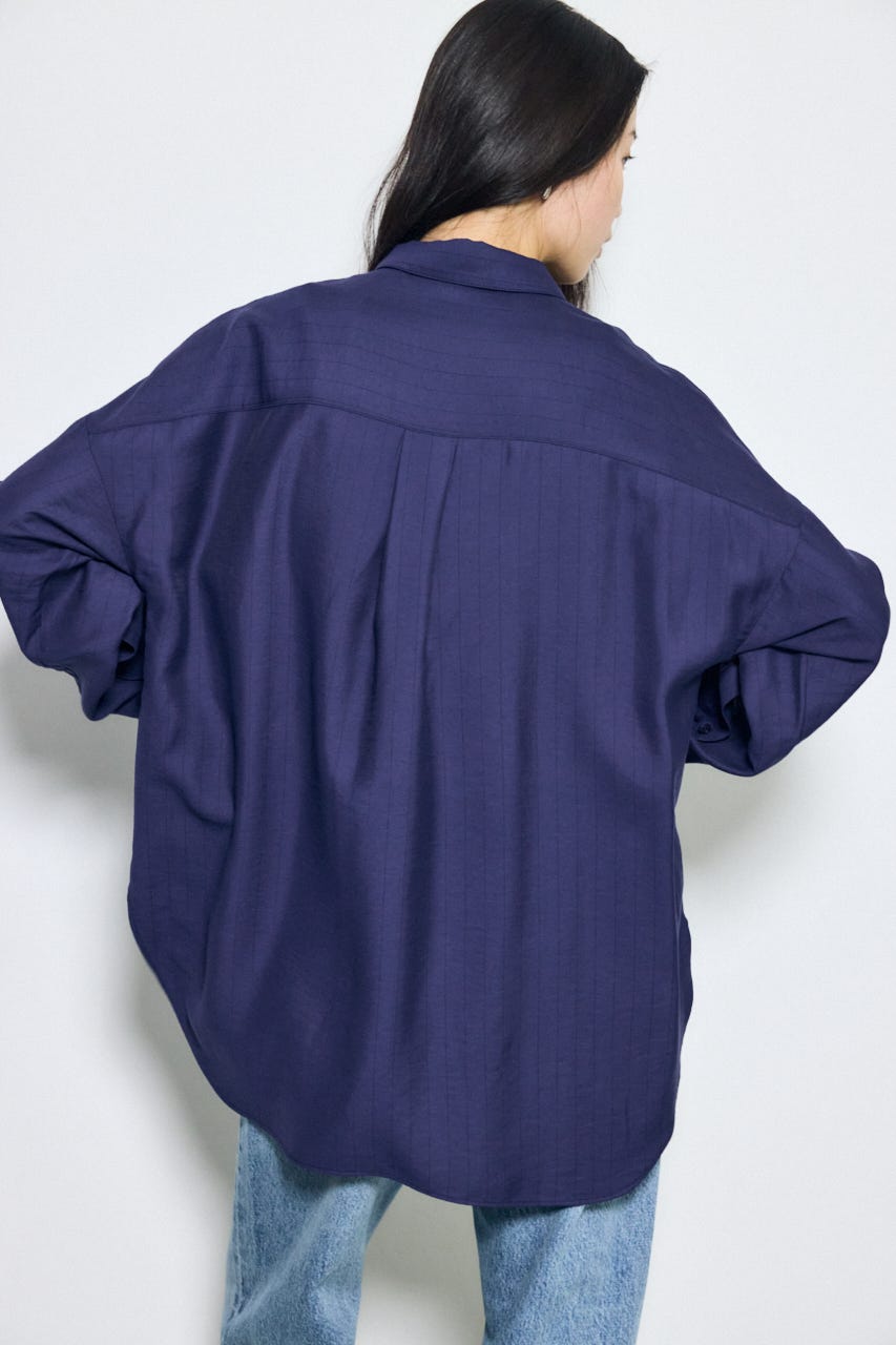 スリーブボタンストライプシャツ 柄NVY S