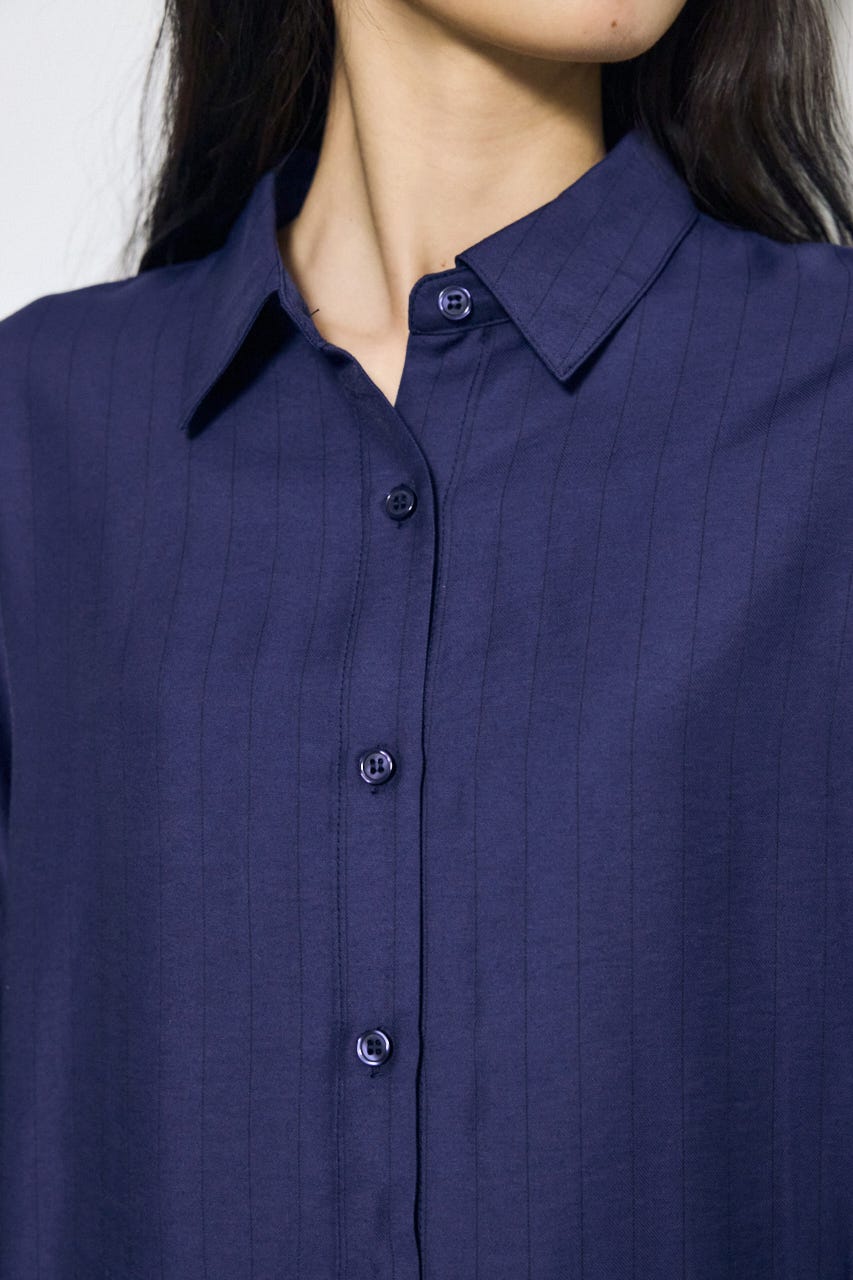 スリーブボタンストライプシャツ 柄NVY S
